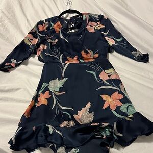 Lulu's Navy Floral Long Sleeve Dress